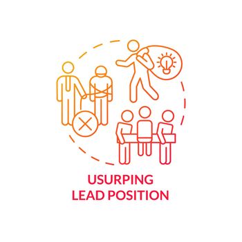 Usurping lead position red gradient concept icon