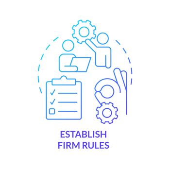 Establish firm rules blue gradient concept icon