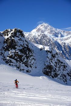 snow mountain in alaska with a ski
