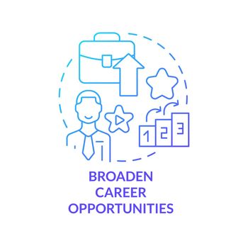 Broaden career opportunities blue gradient concept icon
