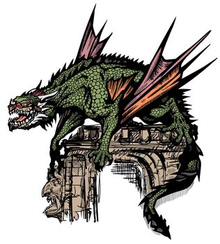 Western Dragon. Medieval Europe mythological creature