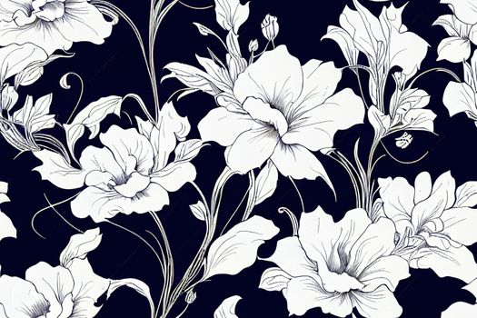 Floral Seamless pattern, background In art nouveau style, vintage,
