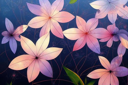 Abstract shining flowers Enchanting floral background 2d