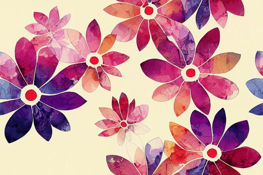 digital printing textile pattern wallpaper colorful flower with watercolor