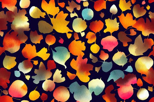 Abstract watercolor seamless pattern in autumn colors. Drawing of
