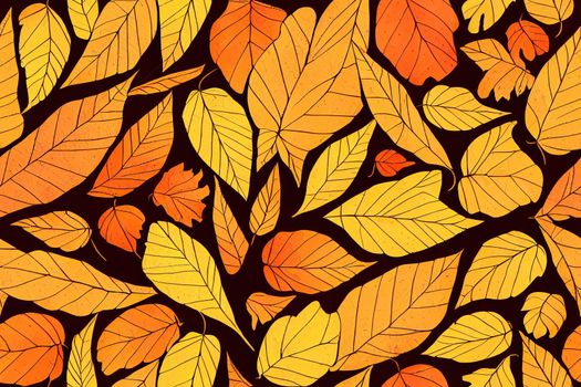 Seamless pattern with autumn leaves background. Detailed illustration.