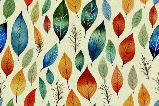 Watercolor bright wonderful leaves seamless pattern Z. Wonderful print