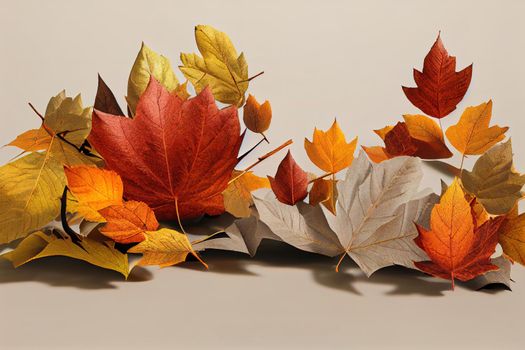 Offers in autumn, white percentage sign with autumn leaves.