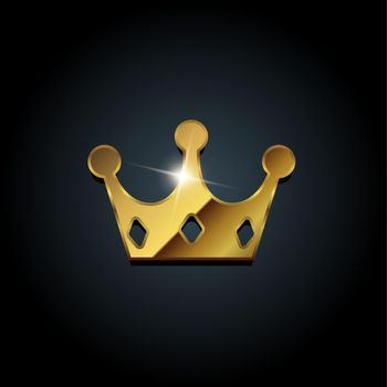 Golden metalic crown icon illustration