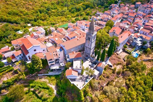Historic town of Dobrinj aerial panoramic view