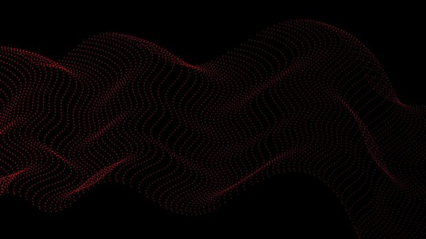 Abstract technology digital futuristic concept red dots particles waveform isolated on dark background and texture