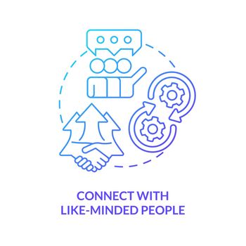 Connecting like-minded people blue gradient concept icon