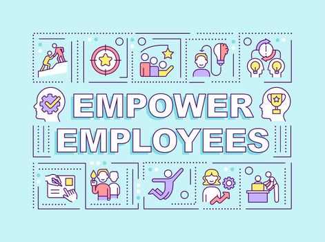 Empower employees word concepts blue banner
