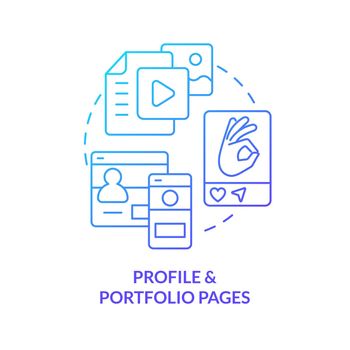 Profile and portfolio pages blue gradient concept icon