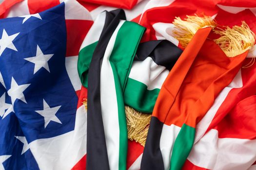flag of united states of america and national flag of united arab emirates