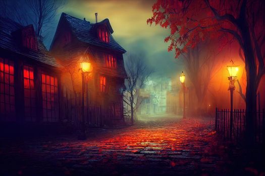 Scary Ghost Alley of Mystical Night Autumn Small Old