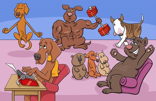 cartoon dogs and puppies comic characters group