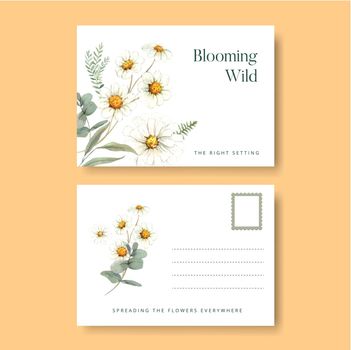 Postcard template with gorgeous flower moody concept,watercolor style