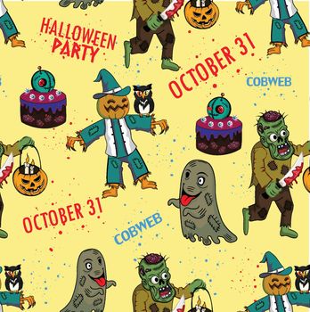 halloween pattern ghost zombie evil characters decor