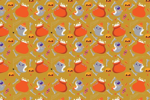 Halloween cute ghost seamless pattern with boo