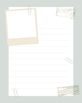 Planner and to-do list vintage collage with paperclip and stamp imprint. Template for agenda, timetable, planners, checklists, notepads, cards and other stationery.