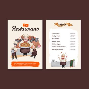 Menu template with chef day concept,watercolor style
