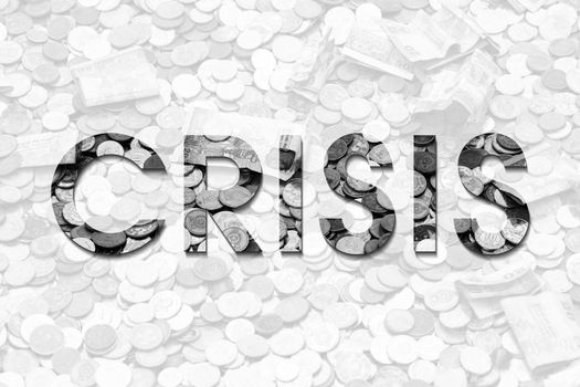 Financial crisis. The crisis in the economy, The background of coins and banknotes. money is depreciating