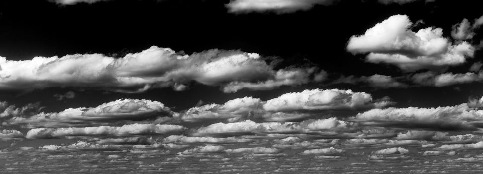 Beautiful panorama of the sky. Panorama of the sky in the clouds. Clouds float across the blue sky