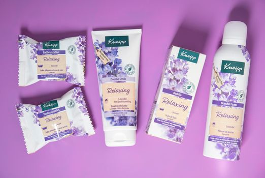 set of Kneipp cosmetics for douche with Lavender As,Belgium, June 30,2022
