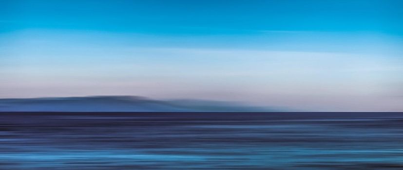Abstract ocean wall decor background, long exposure view of dreamy mediterranean sea coast