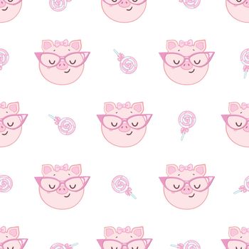 Cute pig seamless background repeating pattern, wallpaper background