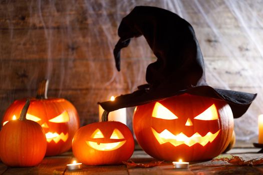 Festive mystical halloween pumpkins