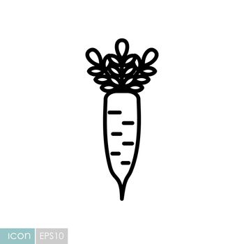 Japanese daikon radish with leaf vector icon