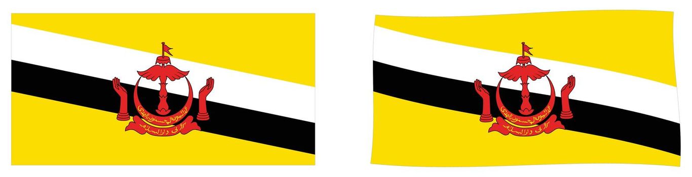Nation of Brunei, the Abode of Peace flag. Simple and slightly waving version.