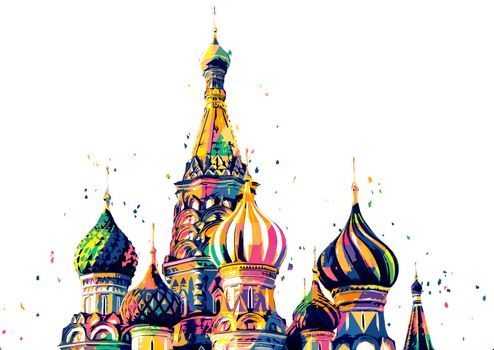 Digital design of Moscow. St. Basil Cathedral on white background