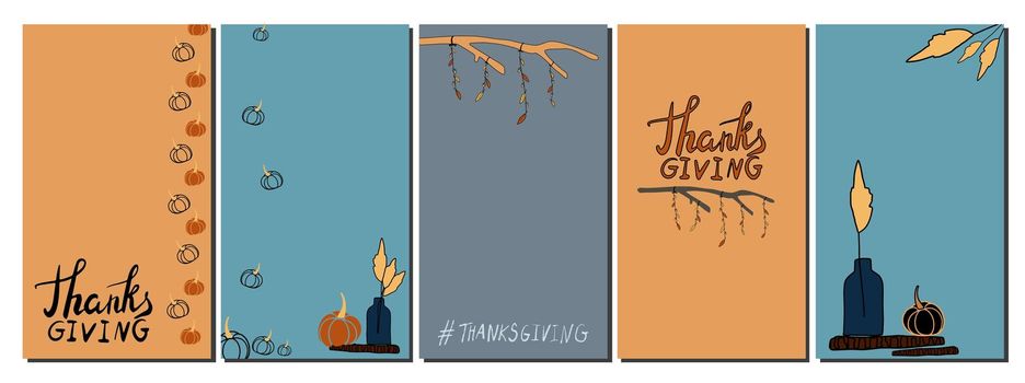 collection Thanksgiving greeting background for phone or stories