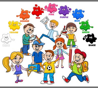 basic colors for children with group of students