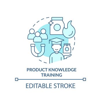 Product knowledge training turquoise concept icon