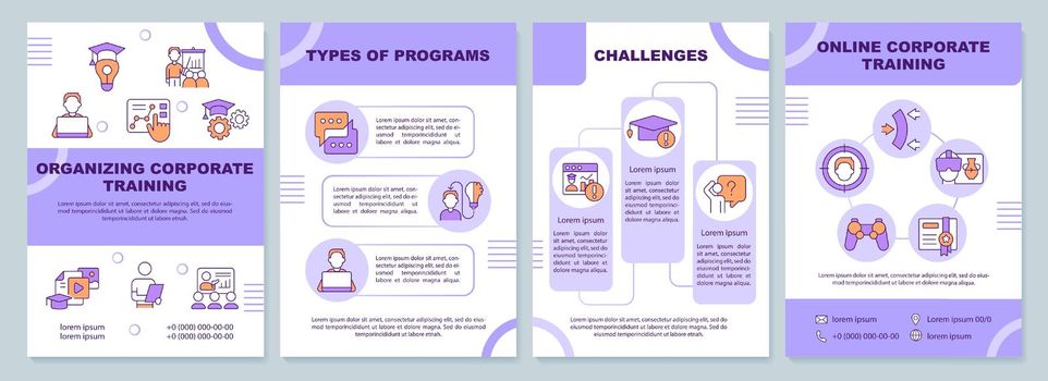 Organizing corporate training purple brochure template