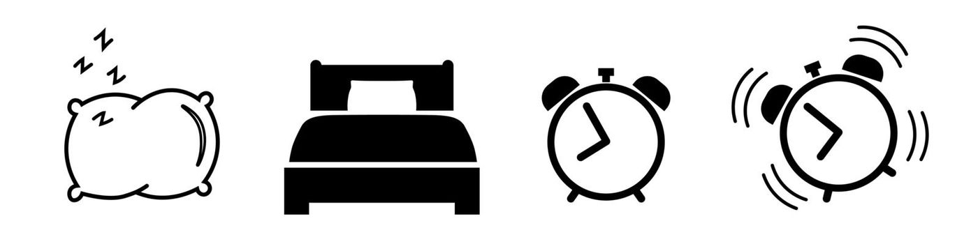 Sleep and wake up Icon set alarm clock, pillow