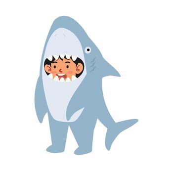 little kid characters in shark costume cartoon