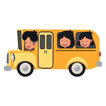 Children Riding On School Bus  vector