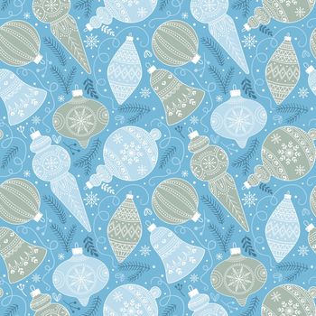 Seamless pattern with Christmas or New Year decor. Ideal for backgrounds, wrapping paper, fabrics.