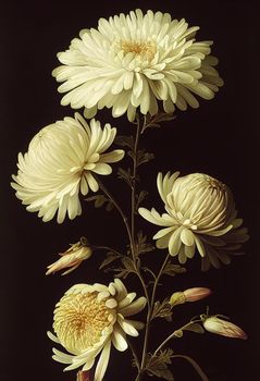 Artistic Illustration Of The White Chrysanthemum Flower