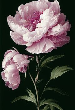 Artistic Illustration Of The Pink Peony Flower