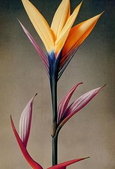 Artistic Illustration Of The Colorful Bird Of Paradise Flower