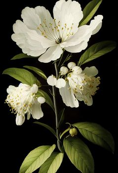 Mock orange blooms - scented and beautiful. An artistic illustration