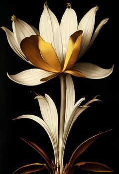 Golden suncup flower artistic illustration on dark background