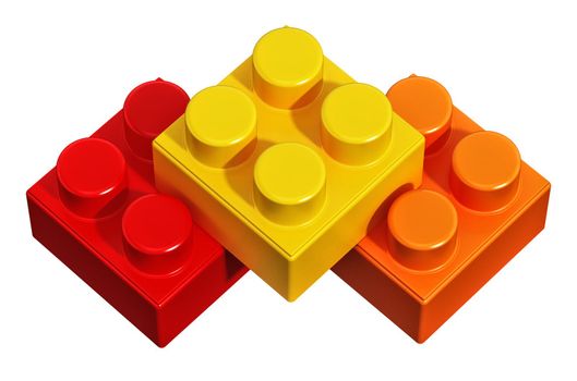 Square building blocks isolated on white background. 3D illustration