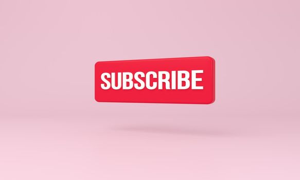 Subscribe icon on minimal pink background.